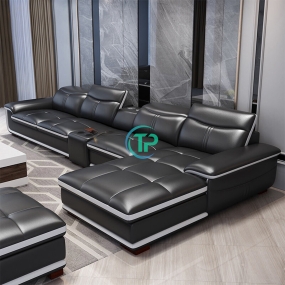 Sofa Góc Da Phòng Khách Hiện Đại Kèm Kệ Để Đồ Chất Lượng TPN410