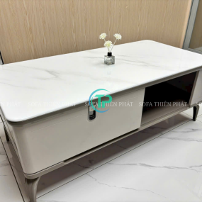Bàn Trà Mặt Đá Màu Trắng Thanh Lịch BTN016