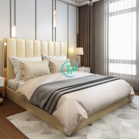 Giường Ngủ Bọc Da Viền Vàng Bắc Âu TPGD-017