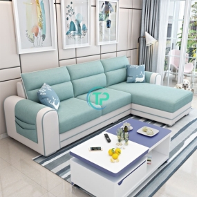Sofa Góc Vải Phối Da Hiện Đại TP086