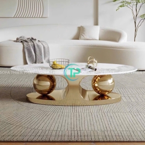 Bàn Trà Oval Mặt Đá Cao Cấp BTCC003