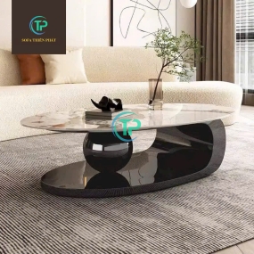 Bàn Trà Oval Mặt Đá Ceramic BTCC004