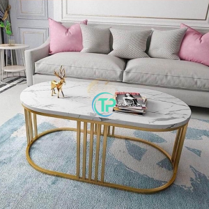 Bàn Sofa Oval Mặt Đá TP06