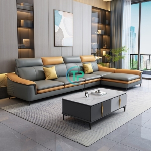 Sofa Băng Da Phòng Khách Kèm Ghế Đôn TPN1303