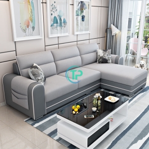 Sofa Góc Vải Phối Da Hiện Đại Chất Lượng TP086