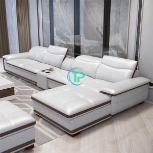 Sofa Góc Da Phòng Khách Hiện Đại Kèm Kệ Để Đồ Giá Tốt TPN410