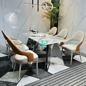 Bàn Ăn 6 Ghế  Nhập Khẩu Mặt Đá Vi Tinh Thể TPBA021