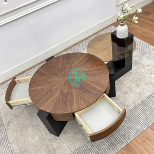 Bàn Trà Gỗ Nhập Khẩu Bàn Nhỏ Mặt Kính BTN023