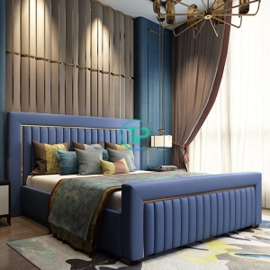 Giường Ngủ Bọc Da Viền Vàng Hiện Đại TPGD-018