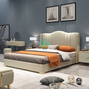 Giường Ngủ Bọc Da Viền Vàng Bắc Âu TPGD-08