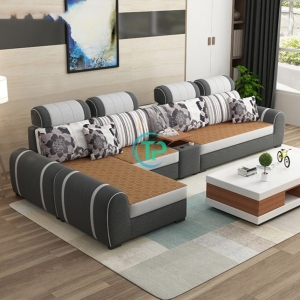 Sofa Góc Da Hàn Quốc Có Hộc Trà TPN875